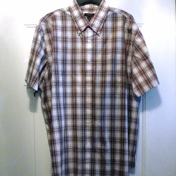 Van Heusen Men's Red Plaid Casual Button Down Shirt - Picture 2 of 5
